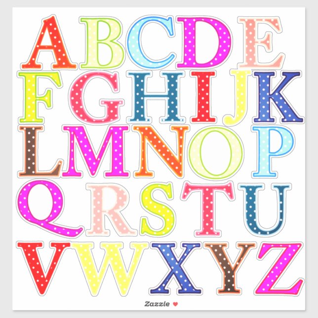 Colorful Kids Alphabet Learning Vinyls  Sticker (Sheet)