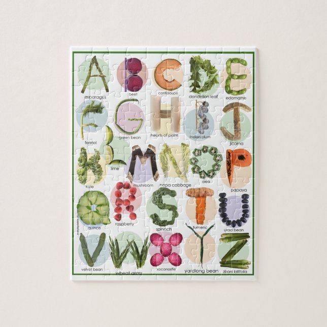 Colorful Kids Alphabet Puzzle - Educational Food  (Vertical)