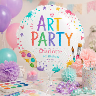 Colorful Kids Art Party 6th Birthday Painting Balloon