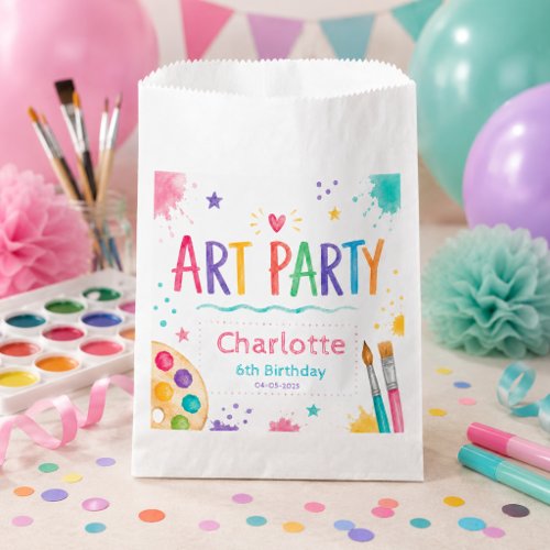 Colorful Kids Art Party 6th Birthday Painting  Favor Bag