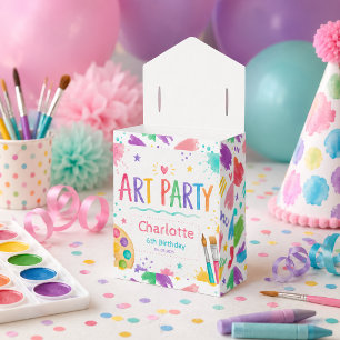 Colorful Kids Art Party 6th Birthday Painting  Favor Boxes