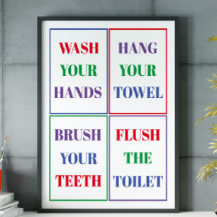 Colorful Kid's Bathroom Wall Poster