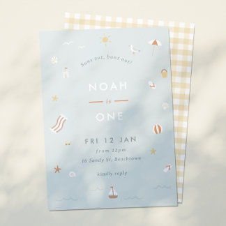 Colorful Kids Beach Party Theme Birthday Invitation