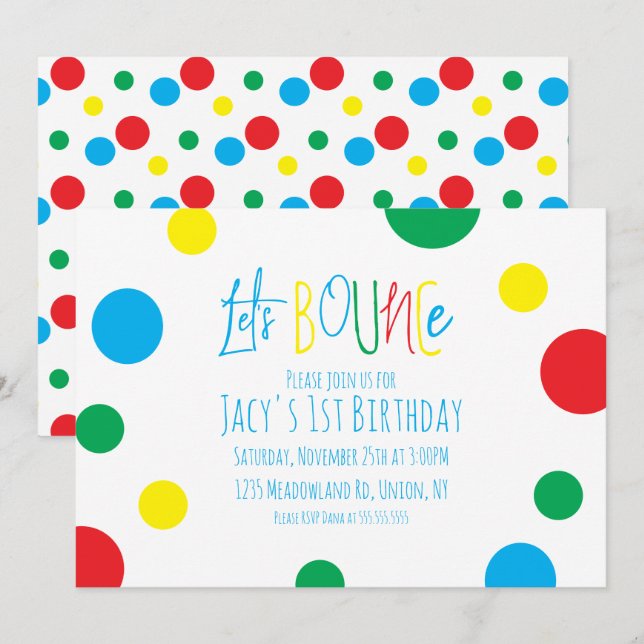 Colorful Kids Birthday Jump Bounce Balls Party (Front/Back)