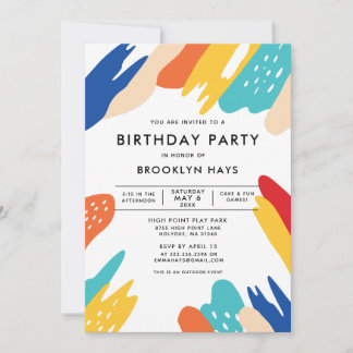 Colorful Kids Birthday Party Invitation