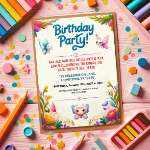 Colorful Kids Birthday Party Invitation