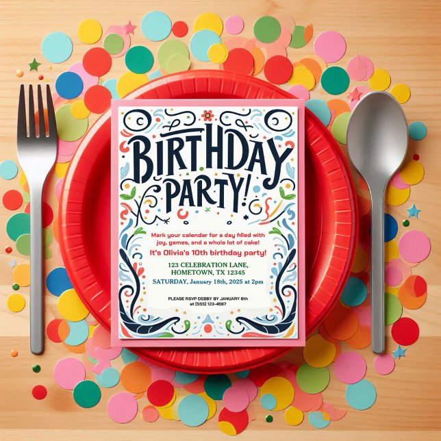 Colorful Kids Birthday Party Invitation (Creator Uploaded)