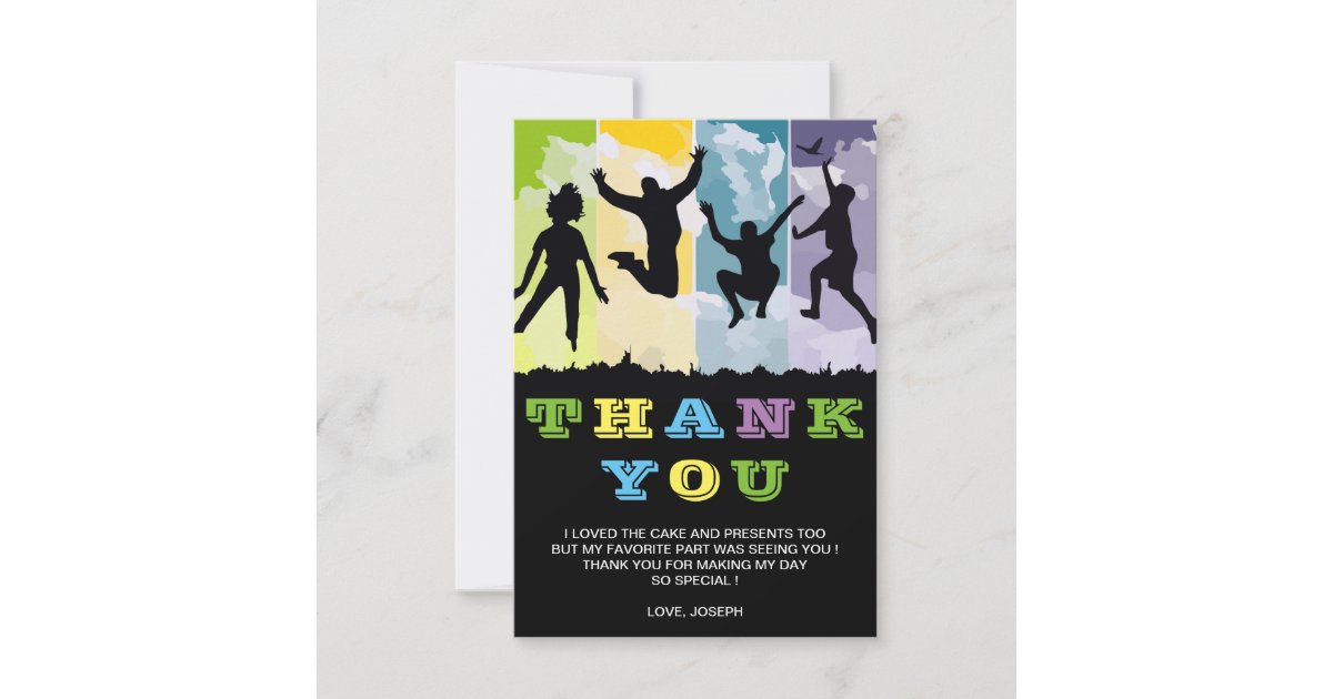 colorful kids birthday thank you card zazzlecom