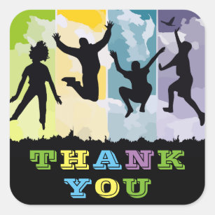 Colorful Kids Birthday Thank You Square Sticker