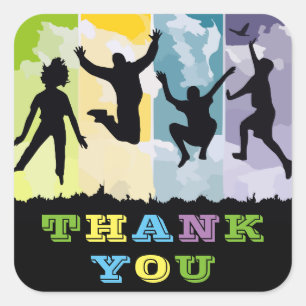Colorful Kids Birthday Thank You Square Sticker
