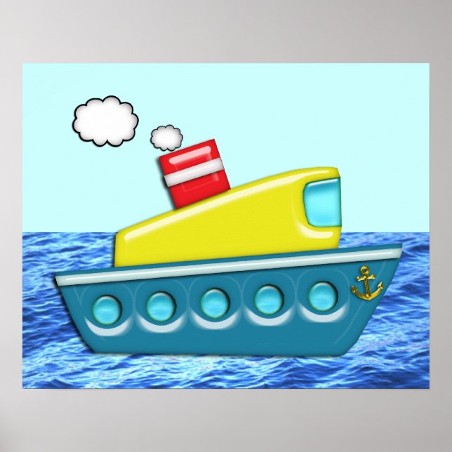 Colorful Kid's Boat Poster (Front)