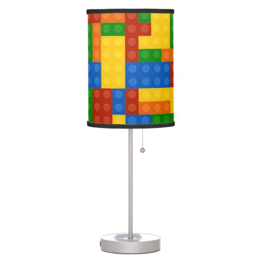 Colorful Kids Building Bricks Pattern Table Lamp (Left)