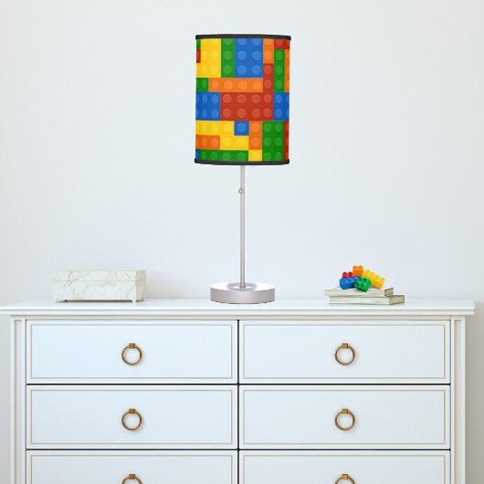 Colorful Kids Building Bricks Pattern Table Lamp