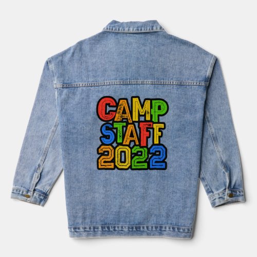 Colorful Kids Camp Staff 2022 Host Summer Counselo Denim Jacket