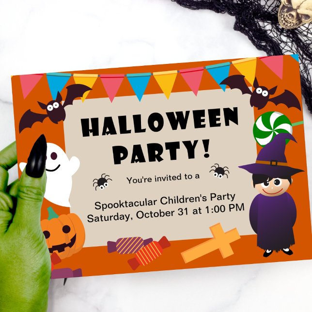 Colorful Kids Costume Halloween Party Save The Date (Creator Uploaded)