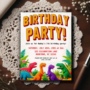 Colorful Kid's Dinosaur Birthday Party  Postcard