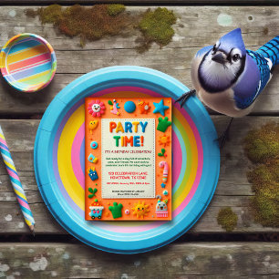 Colorful Kids Felt Birthday Party Invitation