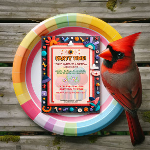 Colorful Kids Felt Birthday Party Invitation