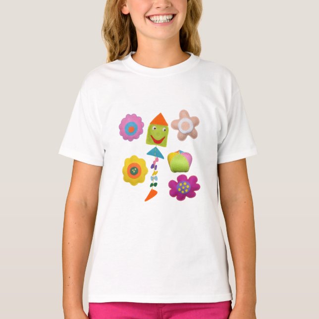 Colorful Kids Floral Tee Fun Spring Outfit & Gift (Front)