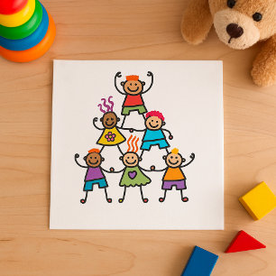 Colorful Kids Friendship Pyramid Napkins