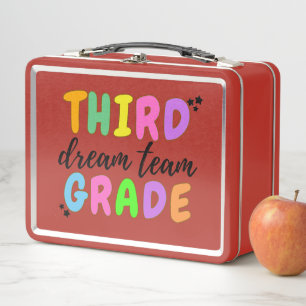 Colorful kid's gift, colorful student Red 3rd Grad Metal Lunch Box