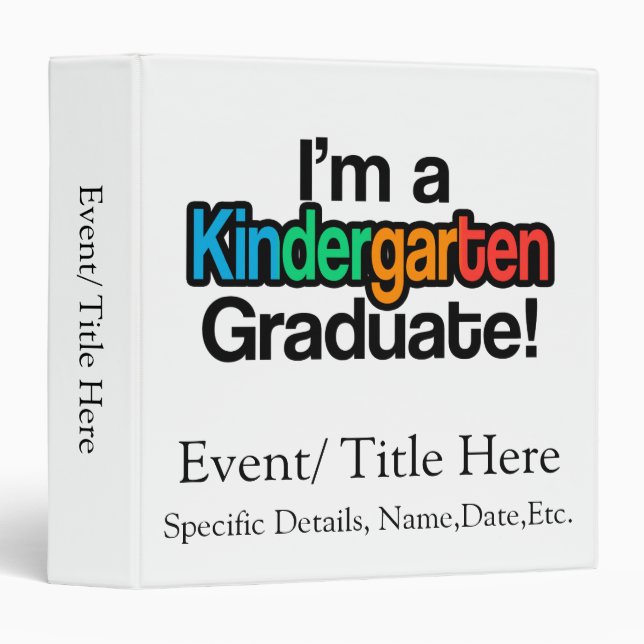 Colorful Kids Graduation Kindergarten Graduate Binder (Front/Spine)