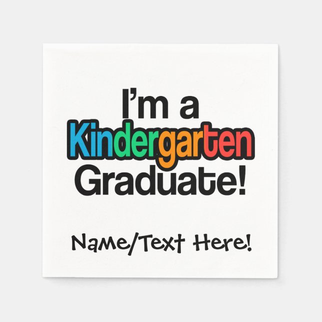 Colorful Kids Graduation Kindergarten Graduate Napkins (Front)