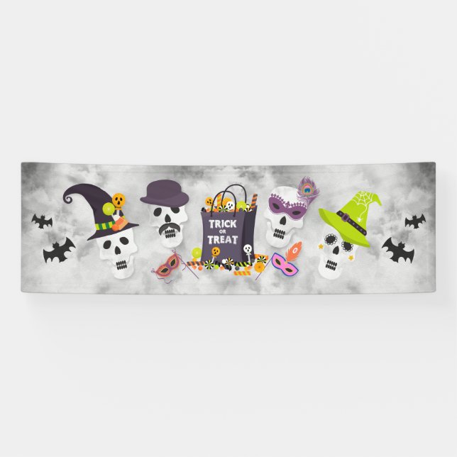 Colorful Kids Halloween Trick or Treat Banner (Horizontal)