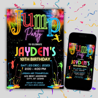 Colorful Kids Jump Party Birthday Invitation