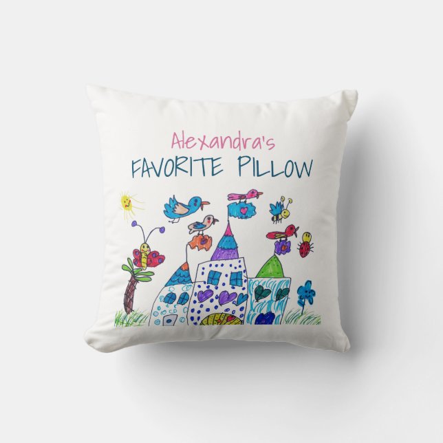Colorful Kids Name Throw Pillow (Front)