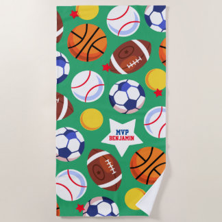 Colorful Kids Personalized Sports Beach Towel