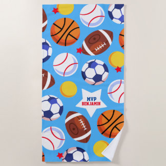 Colorful Kids Personalized Sports Beach Towel
