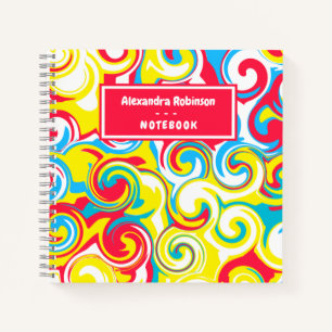 Colorful Kids Pink, Yellow, Blue Abstract Pattern Notebook