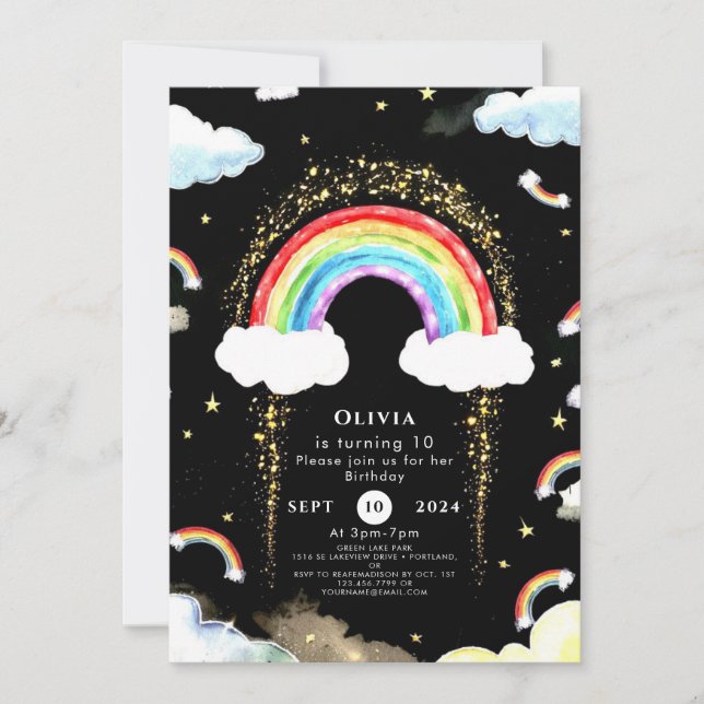 Colorful Kids' Rainbow Birthday Invitation (Front)