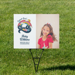 Colorful Kids Rainbow Class of 2024 Graduation Sign