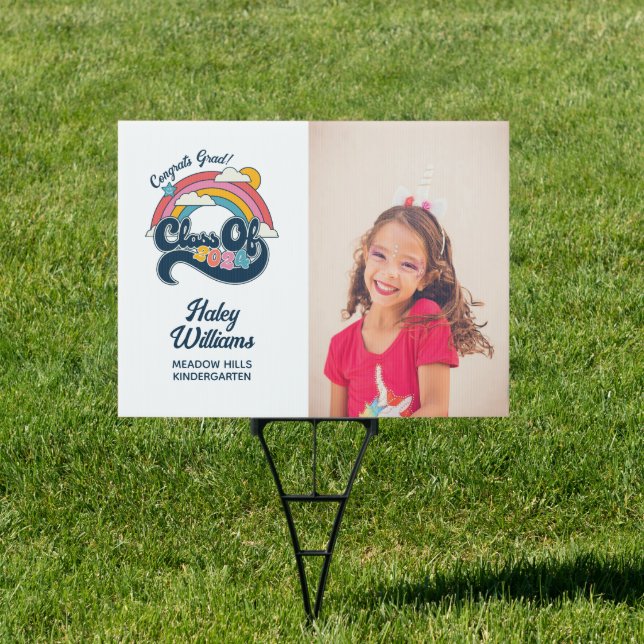 Colorful Kids Rainbow Class of 2024 Graduation Sign (Insitu)
