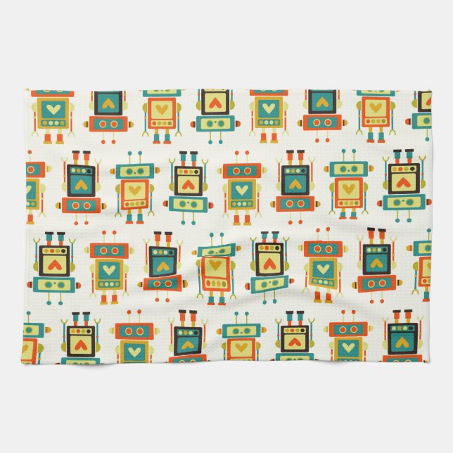 Colorful Kids Robot Kitchen Towel (Horizontal)