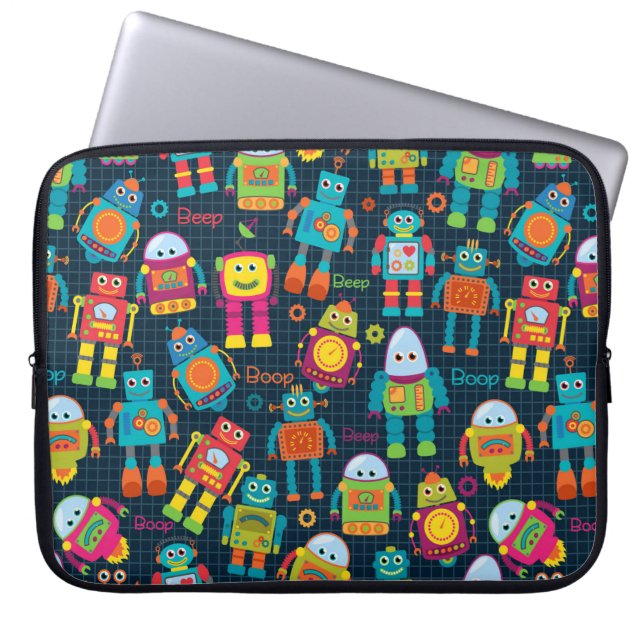 Colorful Kids Robot Laptop Sleeve (Front)