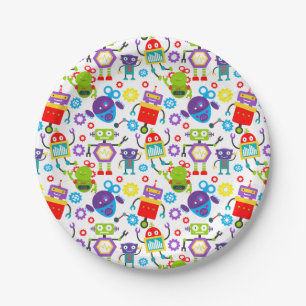 Colorful Kids Robot Paper Plates