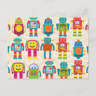 Colorful Kids Robot Postcard