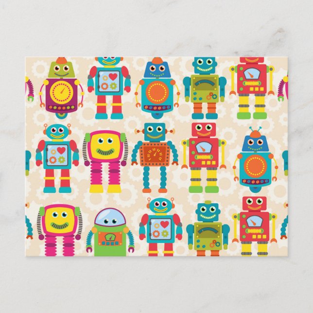 Colorful Kids Robot Postcard (Front)