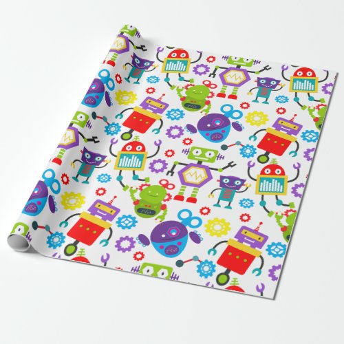 Colorful Kids Robot Wrapping Paper