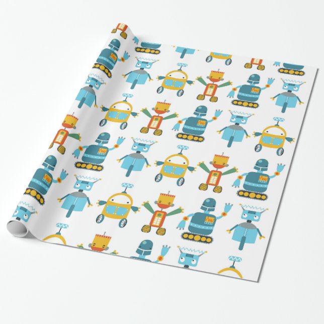 Colorful Kids Robot Wrapping Paper (Unrolled)