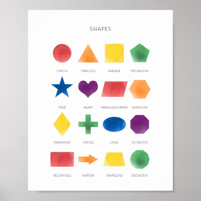 Colorful kids shape learning poster (Front)