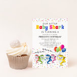 Colorful Kids Shark Birthday Party Invitation<br><div class="desc">Colorful childrens birthday party invitations featuring different colored sharks,  balloons,  sprinkle confetti,  and a kids party celebration template that is easy to personalize.</div>
