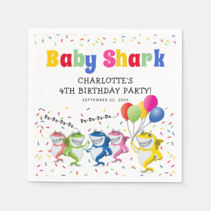 Colorful Kids Shark Birthday Party Napkins