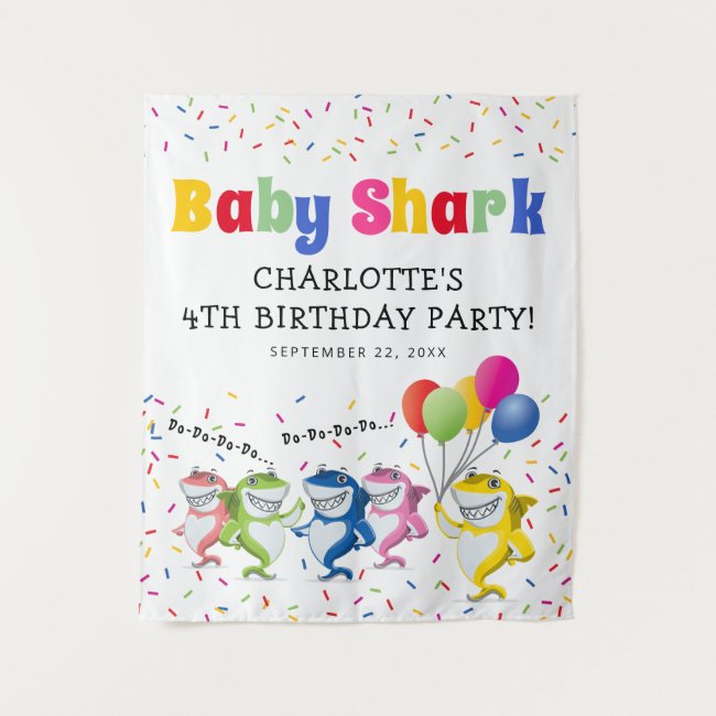 Colorful Kids Shark | Birthday Party Tapestry