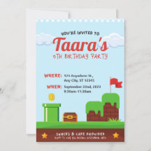 Colorful Kids Video Game Birthday Party Invitation