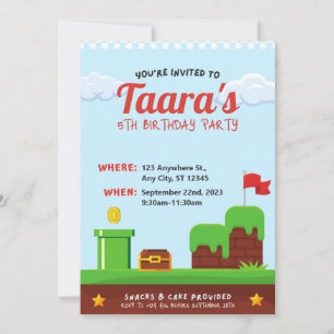 Colorful Kids Video Game Birthday Party Invitation