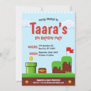 Colorful Kids Video Game Birthday Party Invitation